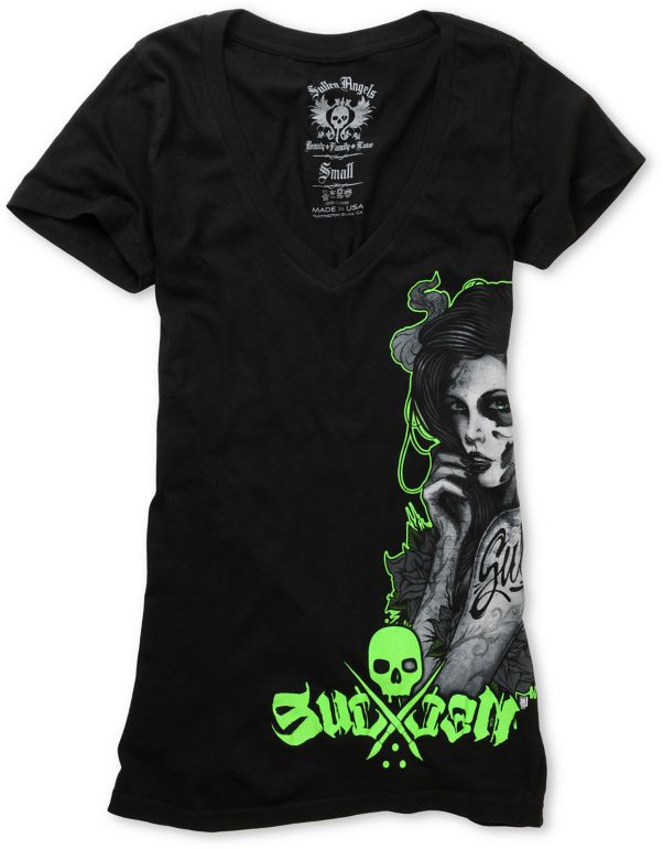 Sullen Girls Half Gone Black V-Neck Tee Shirt
