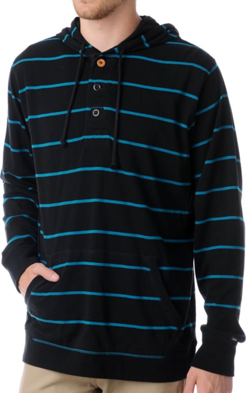Matix Range 12 Black Henley Pullover Hoodie