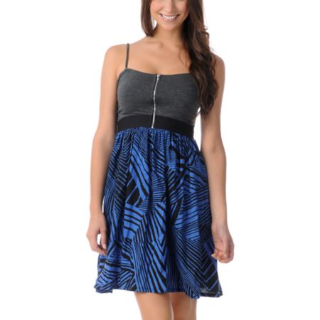 Love, Fire Black & Blue Zipper Dress
