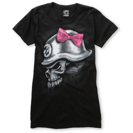 Metal Mulisha Girls Tag Glitter Black Tee Shirt