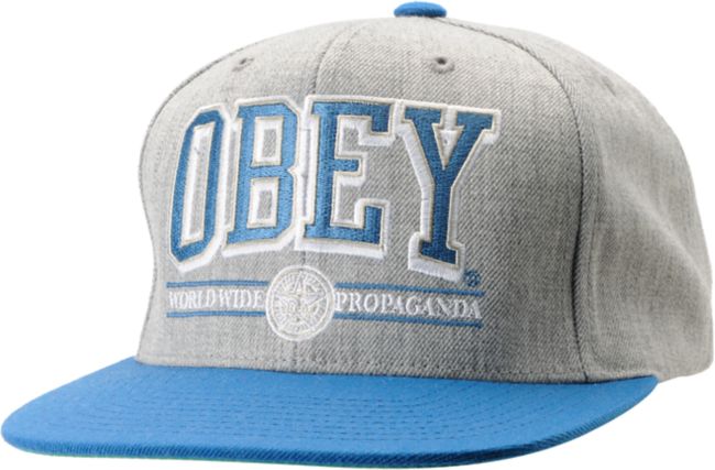 Obey Athletics Heather Grey & Blue Snapback Hat