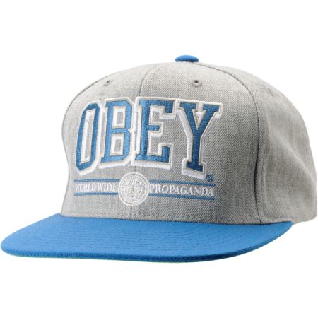 Obey Athletics Heather Grey & Blue Snapback Hat