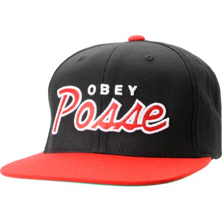 Obey Posse Black & Red Snapback Hat