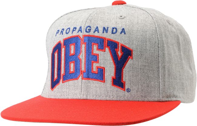 Obey Throwback Heather Grey & Red Snapback Hat