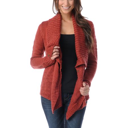 Element Lariat Red Wrap Sweater