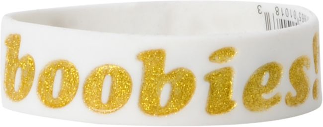 Keep A Breast White & Gold Glitter I Love Boobies Bracelet