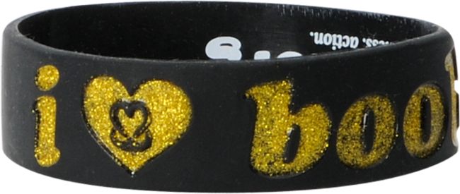 Keep A Breast Black & Gold Glitter I Love Boobies Bracelet