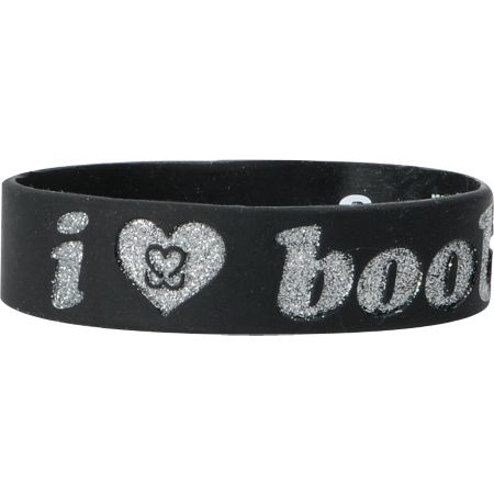 Keep A Breast Black & Silver Glitter I Love Boobies Bracelet