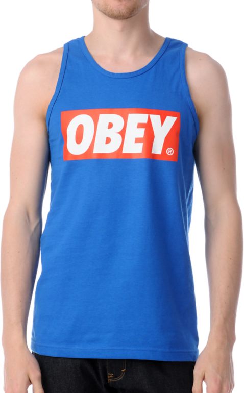 Obey Bar Logo Blue Tank Top