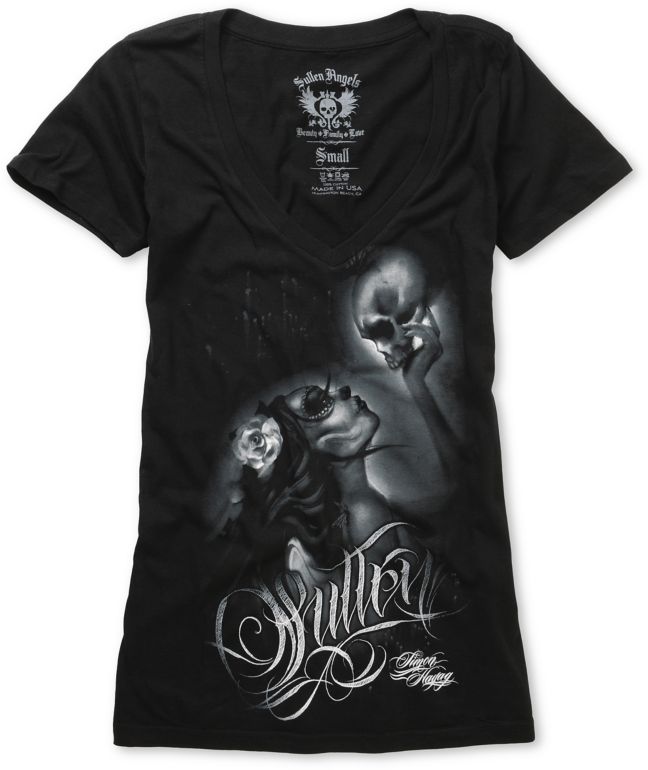 Sullen Girls Whisper Black V-Neck Tee Shirt