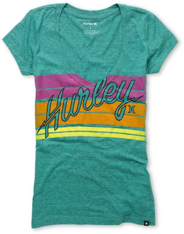 Hurley Girls Vice Heather Teal V-Neck Tee Shirt
