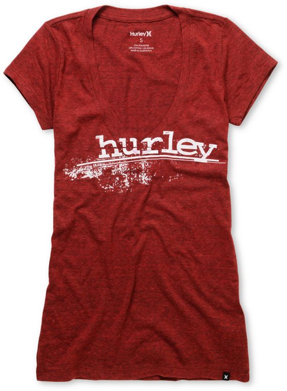 Hurley Girls Blink Heather Red V-Neck Tee Shirt