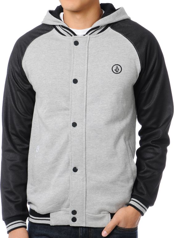 Volcom Varsity Grey & Black Varsity Hoodie