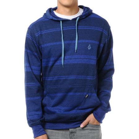 Volcom Rebunk Blue Striped Pullover Hoodie
