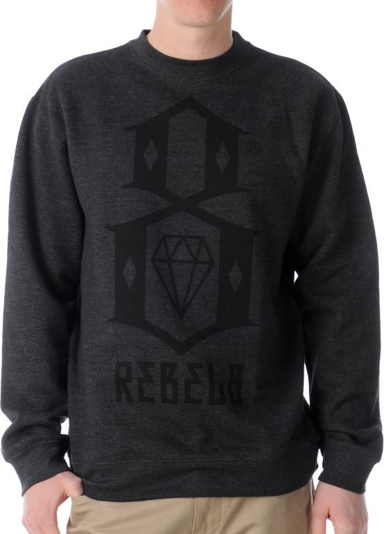 REBEL8 Logo Charcoal Heather Crew Neck Sweatshirt