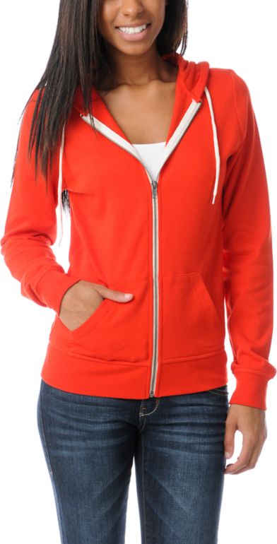 Zine Girls Fiery Red Zip Up Hoodie