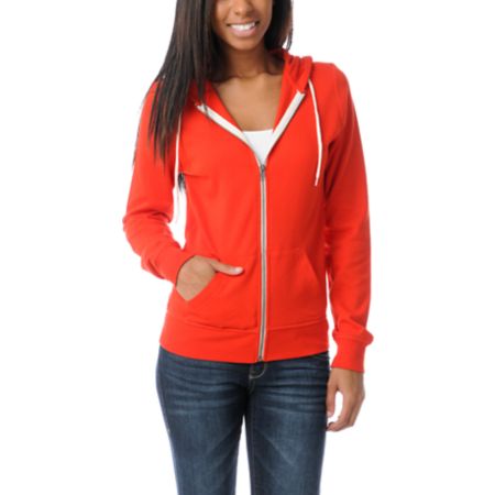 Zine Girls Fiery Red Zip Up Hoodie