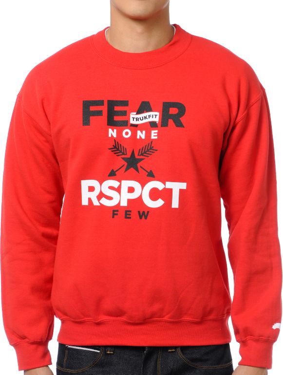 Trukfit Fear None Red Crew Neck Sweatshirt