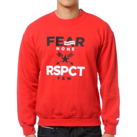 Trukfit Fear None Red Crew Neck Sweatshirt