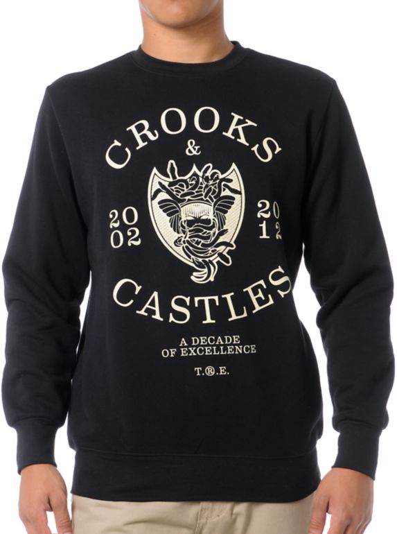 Crooks and Castles Decade Medusa Black Crew Neck Sweatshirt