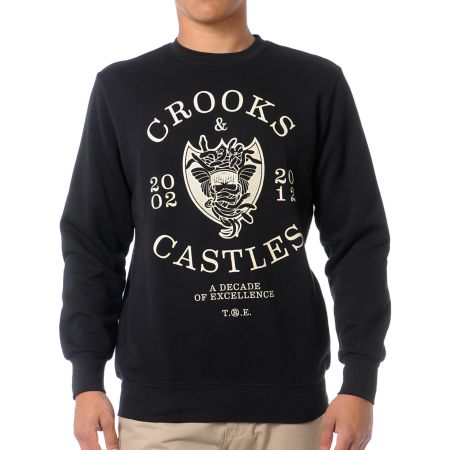 Crooks and Castles Decade Medusa Black Crew Neck Sweatshirt