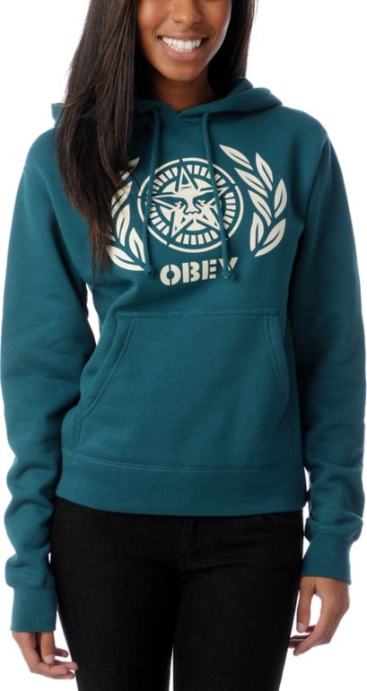 Obey Ivy League Dark Teal Pullover Hoodie