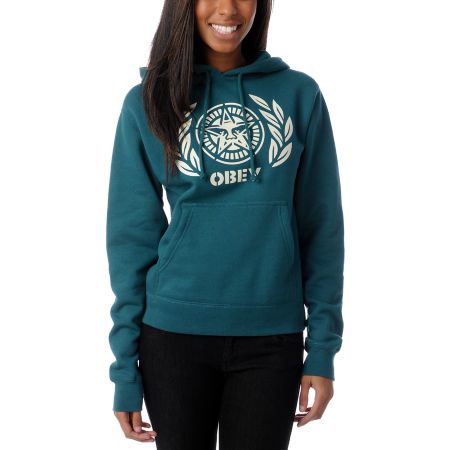 Obey Ivy League Dark Teal Pullover Hoodie