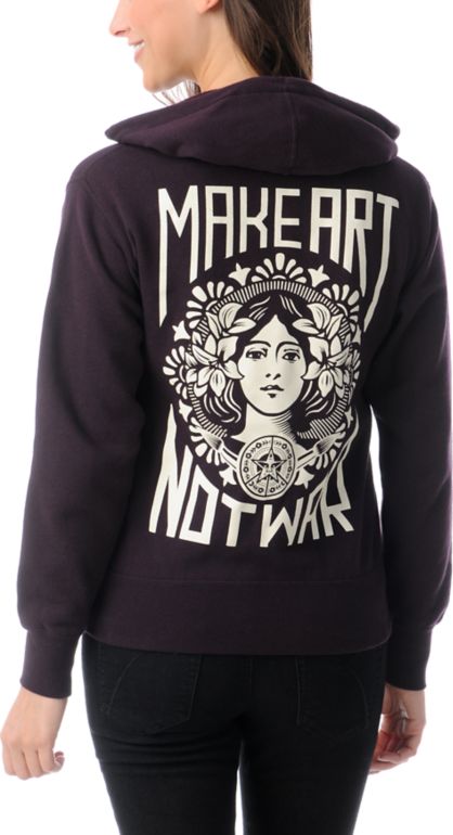 Obey Make Art Not War Blackberry Zip Up Hoodie