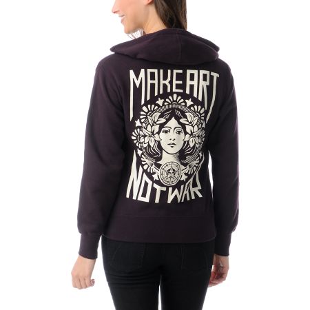 Obey Make Art Not War Blackberry Zip Up Hoodie