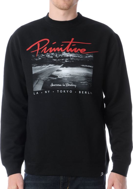 Primitive Above The Clouds Black Crew Neck Sweatshirt
