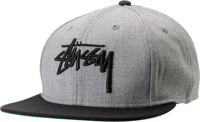 Stussy 8 Panel Heather Grey Snapback Hat