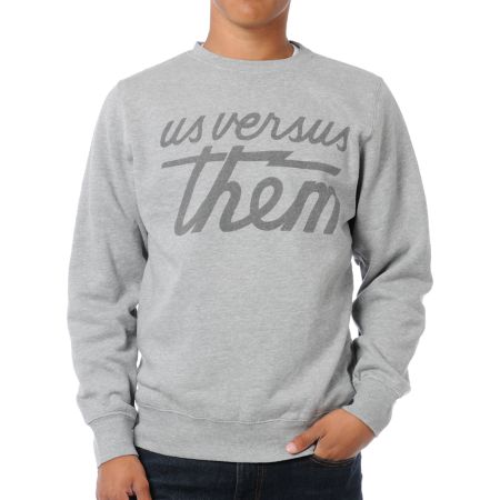 Us Versus Them Tonal Magnum Heather Grey Crew Neck Sweatshirt