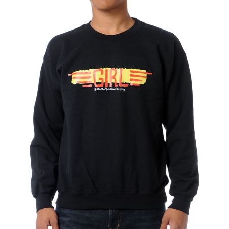 Girl Wings Black Crew Neck Sweatshirt