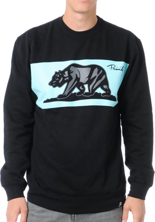 Primitive Bear Black Crew Neck Sweatshirt