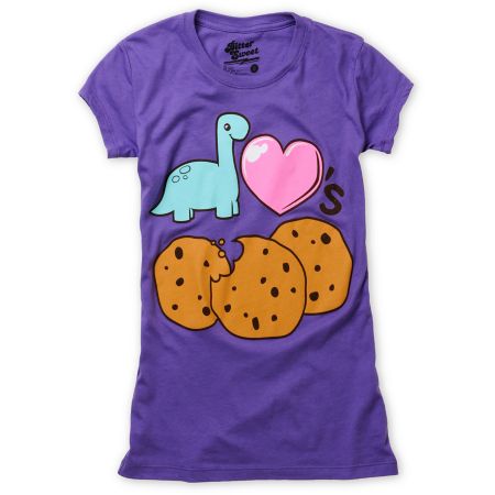 Bitter Sweet Dino Love Cookie Purple Tee Shirt 
