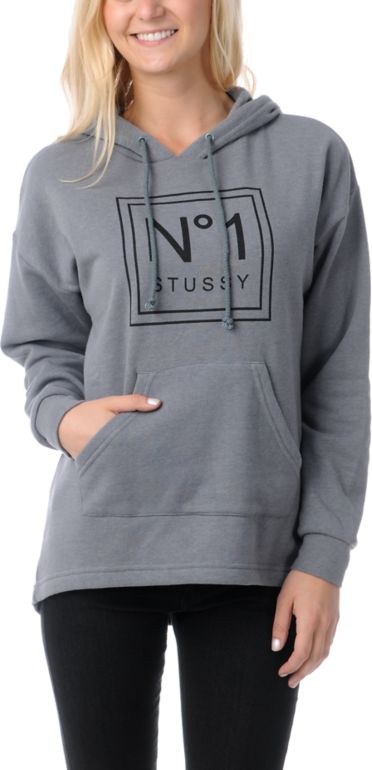 Stussy Girl No. 1 Charcoal Grey Pullover Hoodie