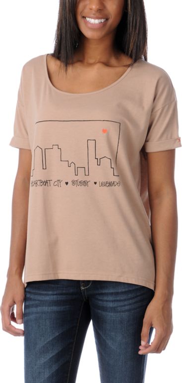 Stussy x Love+Made Camel Slouchy Tee Shirt