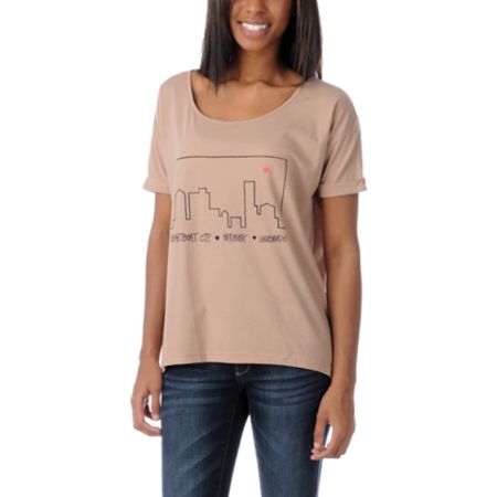 Stussy x Love+Made Camel Slouchy Tee Shirt