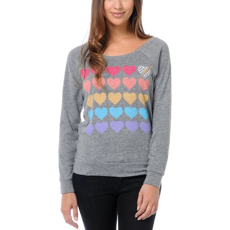 Vans x Junk Food Hearts Heather Grey Long Sleeve Tee Shirt