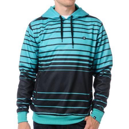 DC Shoes Scaled Black & Teal Pullover Tech Fleece Jacket