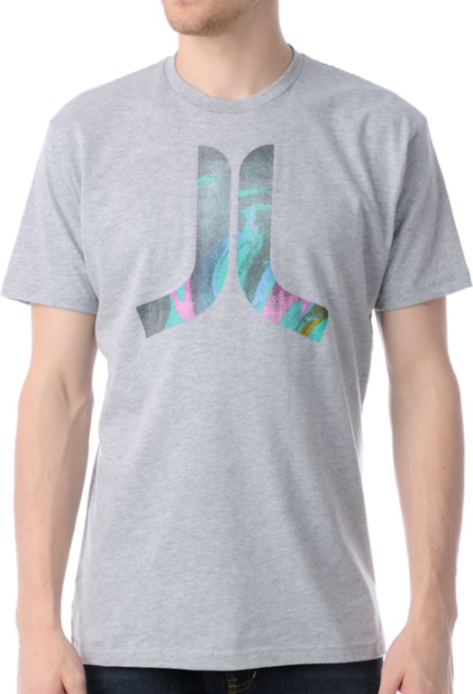 WeSC Icon Cracked Colours Heather Grey Tee Shirt