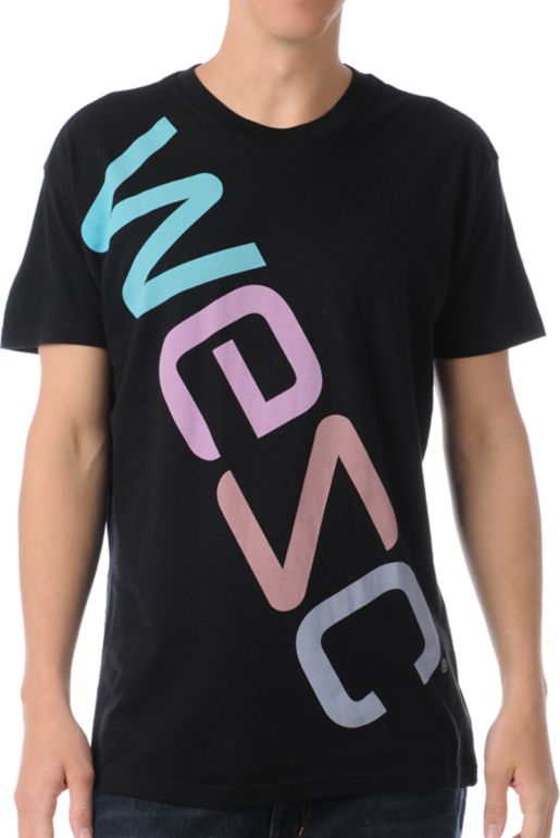 WeSC Multi Colour Logo Black Tee Shirt 