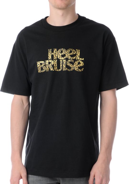 Heel Bruise Leopard Black Tee Shirt