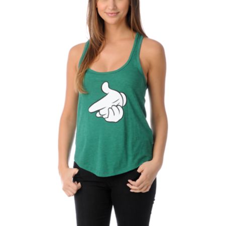 Crooks and Castles Girls Air Guns Green Tank Top
