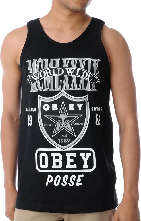 Obey Super Brawl Black Tank Top