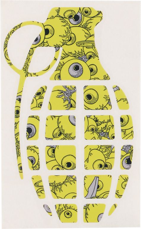 Grenade Eyeballs Lime Green Die Cut Sticker