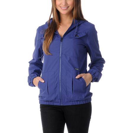Volcom Girls Enemy Lines Blue Windbreaker Jacket