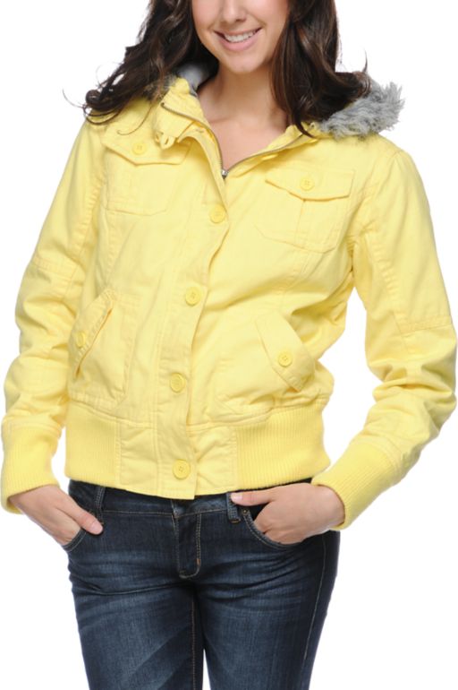 Empyre Girls Cicada Buttercup Yellow Bomber Jacket