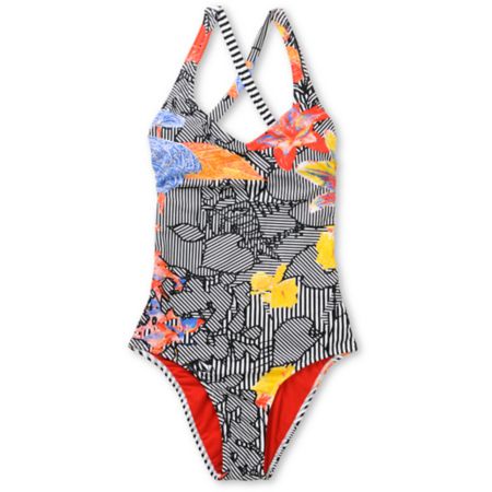 Volcom Girls Optical Tropical One Piece Swimsuit
