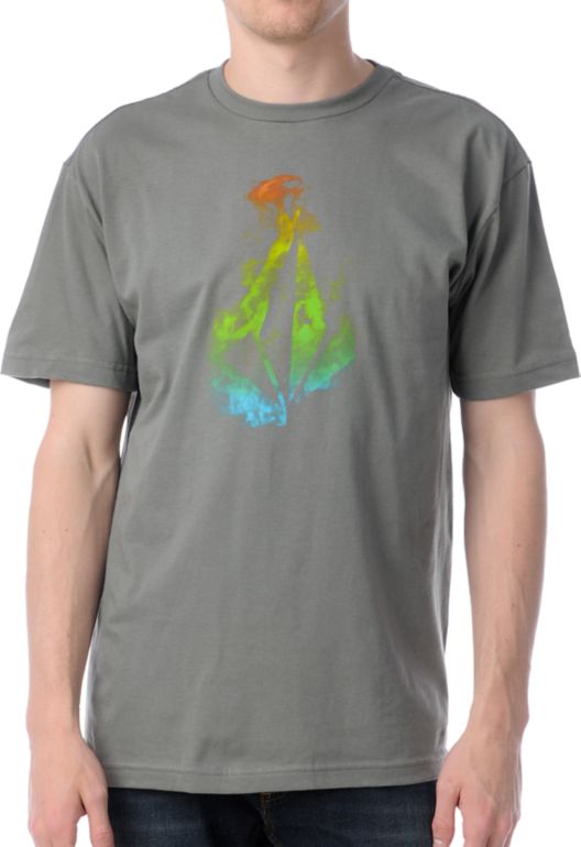 Volcom Smokin Stone Green Grey Tee Shirt